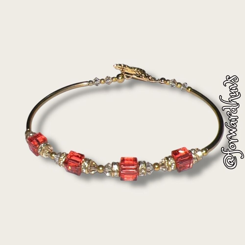 Bundle Sale 3 for $15 | Pink Square & Clear Rhinestone Bead Bracelet – 7.5“